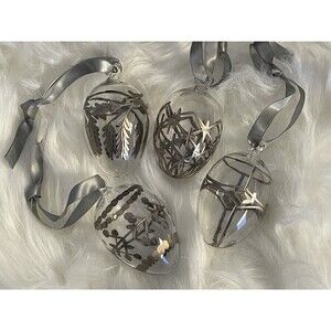 Hand Blown Clear Egyptian Glass Ornaments Etched Painted Easter Christmas